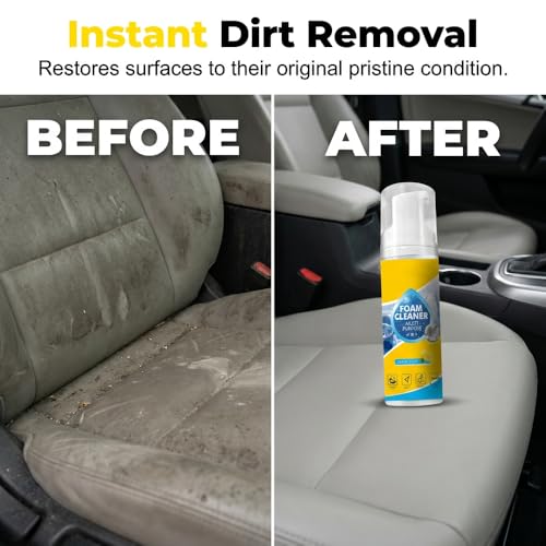 4-in-1 Multi-Enzyme Foam Spray Cleaner, Multipurpose Foam Cleaner for Car Interior Kitchen Bathroom Sofa, Lemon Fresh Scent, Deep Cleaning Spray for Leather Fabric (Foam Cleaner 1 Set)