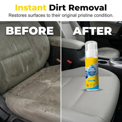 4-in-1 Multi-Enzyme Foam Spray Cleaner, Multipurpose Foam Cleaner for Car Interior Kitchen Bathroom Sofa, Lemon Fresh Scent, Deep Cleaning Spray for Leather Fabric (Foam Cleaner 1 Set)