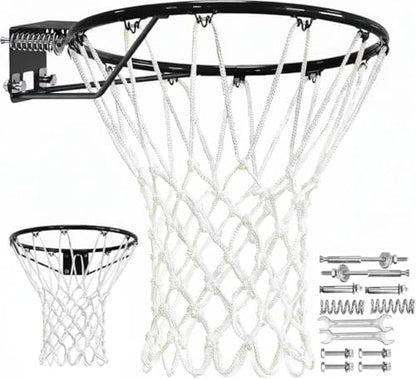 Pro Basketball Rim & White Heavy-Duty Net Combo – Wall Mount & All-Weather Use