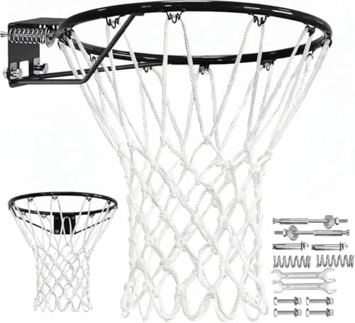 Pro Basketball Rim & White Heavy-Duty Net Combo – Wall Mount & All-Weather Use