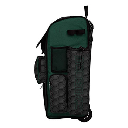 Boombah Rolling Superpack 2.0 3DHC Baseball/Softball Gear Bag - 23-1/2" x 13-1/2" x 9-1/2" - Multiple Colors - Telescopic Handle and Holds 4 Bats - Wheeled Version - color: Black/Dark Green