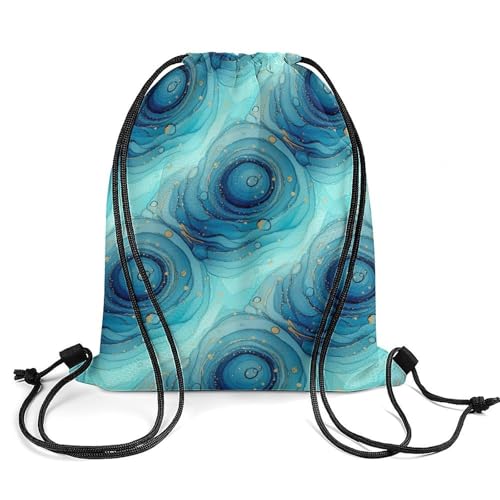 Beam Bag Large Capacity Drawstring Backpack for Volleyball Baseball Sports Workout Gear Travel Men Women, Blue Trippy Marble Bags - color: Picture (518)