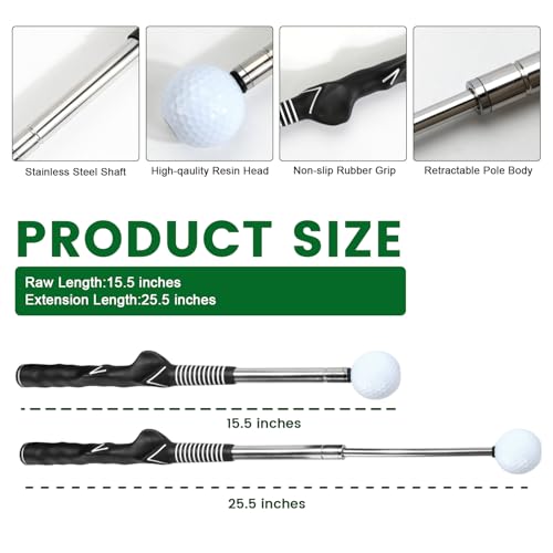 Retractable Golf Swing Trainer, Portable Golf Grip Training Aid for Right-Handed Golfers, Warm-Up Stick for Indoor & Outdoor Practice, Golf Training Equipment for Beginners