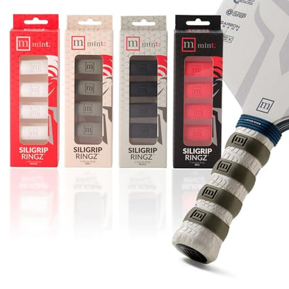 Siligrip Ringz Racket, Non-Slip Silicone Pickleball Paddle Grip Bands, Vibration Dampening Overgrip Alternative for Pickleball, Padel, Tennis, Badminton & Squash, 4 Pack - color: White