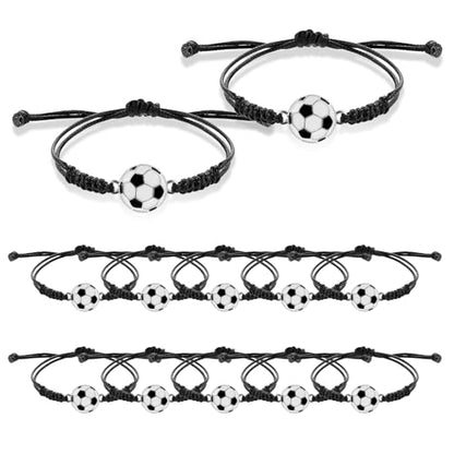 simarro 12pcs Soccer Baseball Basketball Braided Sports Bracelets, Sports Accessories Adjustable Football Inspirational Wristbands for Fans Men Women Teen Adults Team