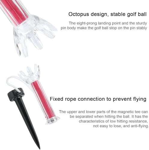 Magnetic Golf Tees 5Pcs, Flexible Magnetic Plastic Golf Tee with Connecting Rope, Rubber Golf Tees for Driving Range Mats Training and Practice(90mm)