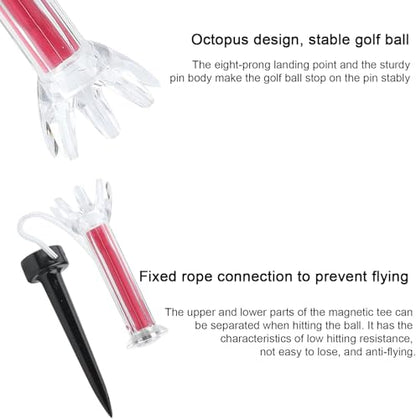 Magnetic Golf Tees 5Pcs, Flexible Magnetic Plastic Golf Tee with Connecting Rope, Rubber Golf Tees for Driving Range Mats Training and Practice(90mm)