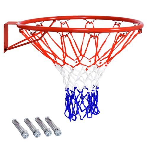 KOTEK 15"/18" Basketball Rim, Wall Door Mounted Basketball Hoop Replacement with All Weather Net, Basketball Rim Goal for Indoor Outdoor Driveway Garage Backyard - color: Red, size: 18 Inch