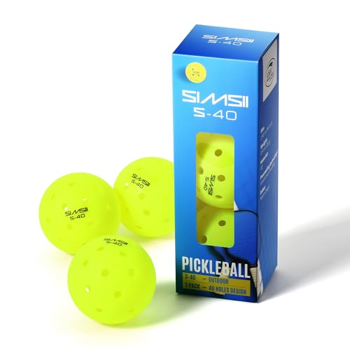 S-40 Outdoor Pickleball Balls - 40 Holes, Approved by The USAPA - Durable PE Material, Seamless Construction, Tournament Grade, 3/12/40/100 Pack - Pickleballs - color: Neon Green, size: 3 Count