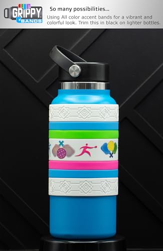 Pickleball Water Bottle Grip Kit - WHITE: Regular - 9 Bands for Superior Grip, Style, & Protection.