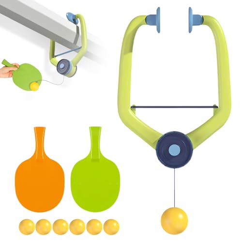Door Ping Pong Game Over The Door, Adjustable Hanging Table Tennis Trainer Portable Set, Ping Pong Doorway Game with Racket and Balls for Kids