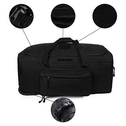 Heavy-Duty X-Large Military Tactical Wheeled Rolling Duffel Trolley Bag For Deployment Traveling Camping Sporting - color: Black