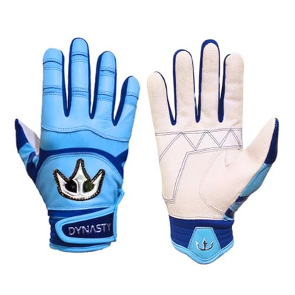 Lightning Series Batting Gloves - Premium Goat Skin Leather, Youth & Adult Sizes - color: Baby Blue/Royal Blue, size: Small