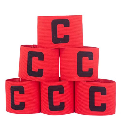 Captain's Armband Soccer Football Rugby Captain Armbands for Youth and Adult,Anti-Drop Design - Pack of 6 - color: 6 Red