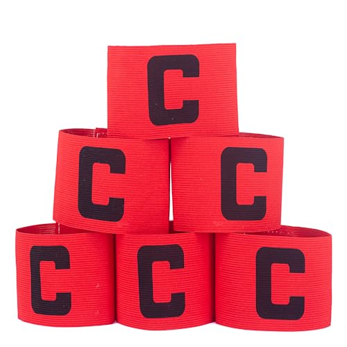 Captain's Armband Soccer Football Rugby Captain Armbands for Youth and Adult,Anti-Drop Design - Pack of 6 - color: 6 Red