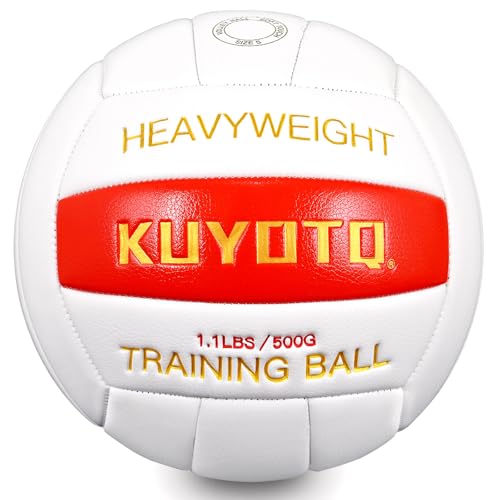1.1lbs/500g Weighted Heavy Volleyball For Setters Serve Trainer Setter Weighted Volleyball Training Equipment Size 5 Thickened Surface Soft Leather Durable in&Outdoor Training Setting Rebounders - color: White-Red