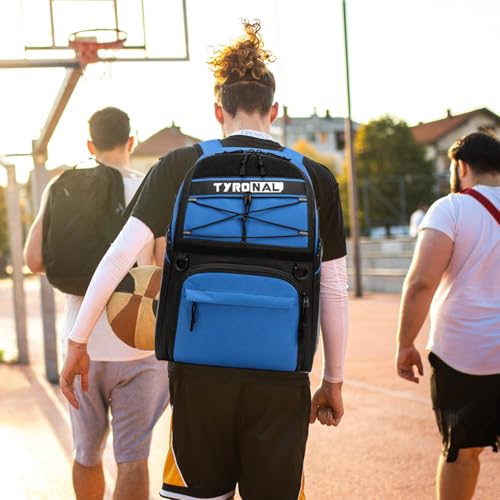 Basketball Bag Backpack with Ball Holder and Shoes Compartment,Best for Basketball, Soccer, Volleyball, Gym. (BLUE) - color: Blue