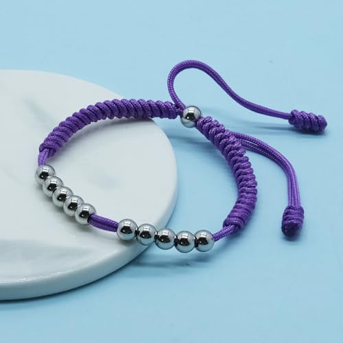 Premium Golf Stainless Steel 10 Bead Score Counter Bracelet, Golf Stroke Count Bracelet, Resizable Easy Adjust Golf Round Scoring Tracker, Durable Stylish Golf Accessory - style: Light Purple
