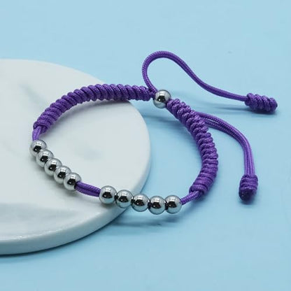 Premium Golf Stainless Steel 10 Bead Score Counter Bracelet, Golf Stroke Count Bracelet, Resizable Easy Adjust Golf Round Scoring Tracker, Durable Stylish Golf Accessory - style: Light Purple