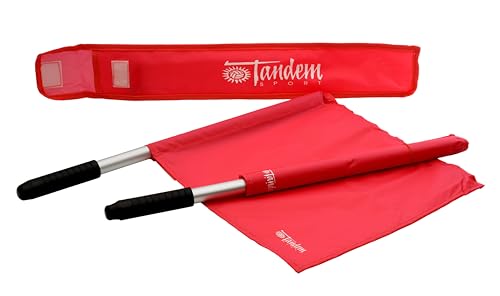 Tandem Sport Deluxe Red Linesman Flags - Comfortable Soft Grip Handles - Volleyball and Soccer Ref Flags - Set of 2 with Carrying Bag