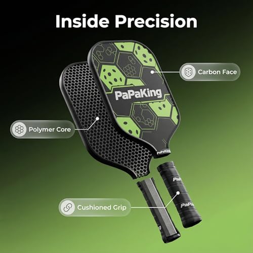 Pickleball Paddles, Lightweight Carbon Fiber Pickleball Paddle with 2 Balls, Pickle Ball Racket for Ultimate Spin and Consistency, Enhanced Shock Absorption for High Spin