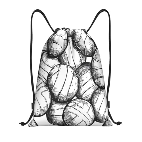 Retro Volleyball Design Drawstring Backpack for Women Men Lightweight Sports Gym Sackpack Cinch Bag Water Resistant Draw String Bags for Hiking Yoga Swimming Travel Beach - color: Retro Volleyball Design, size: 14x16.9 inch