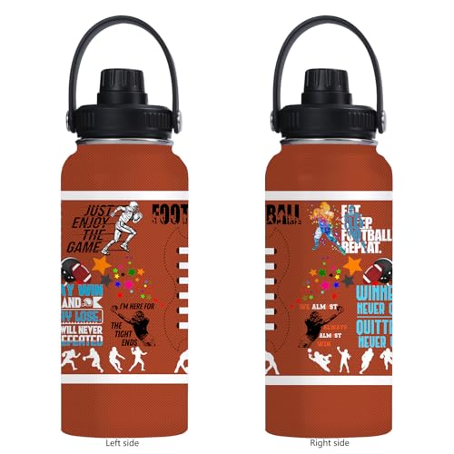 Football Water Bottle 32oz Football Stainless Steel Tumbler Football Insulated Bottles For Men Women Football Gifts For Football Lover Player Fan Coach - color: Football