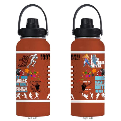 Football Water Bottle 32oz Football Stainless Steel Tumbler Football Insulated Bottles For Men Women Football Gifts For Football Lover Player Fan Coach - color: Football
