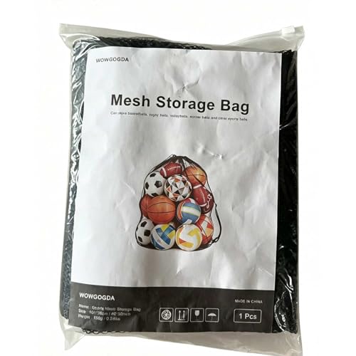 40" x 30" Mesh Equipment Bag – Holds Up to 10 Balls – Adjustable Drawstring Closure