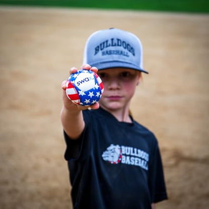 Swax Training Baseball Stars/Stripes (2‑Pack) – Soft‑Impact, Limited‑Flight, Regulation Size & Weight, Faux Leather Training Balls for Kids (3")