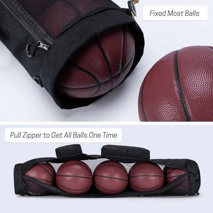 VISEMAN Mesh Equipment Bag for Balls Heavy Duty Sport Equipment Bag with Adjustable Shoulder Straper Design for Gym Training,Soccer,Football,Basketball,Volleyball - color: Black