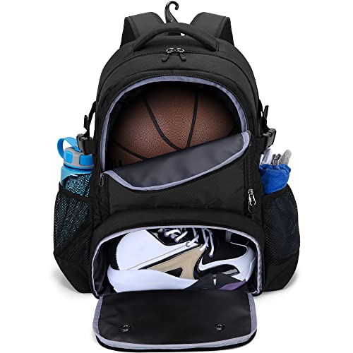 Basketball Bag, Soccer Backpack with Ball Compartment & Shoe Compartment for Basketball, Soccer, Volleyball Sports