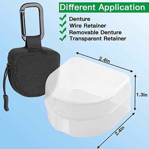 Xxerciz Retainer Case, Clear Solid Orthodontic Retainer Case Aligner Mouth Guard Case with Black Soft Case Carabiner, Protective Bag for Invisalign, Aligner