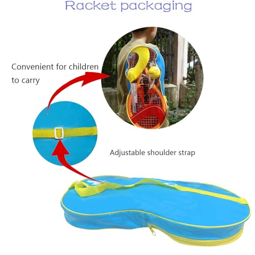 Kid Tennis Racket Set for Toddler,Children,Sponge Handle, includes 6 Badminton, 1 Tennis Ball, Bag and 2 Balls - Increase Children's Sports,Improve Tennis Skills - color: Grey Orange&Green