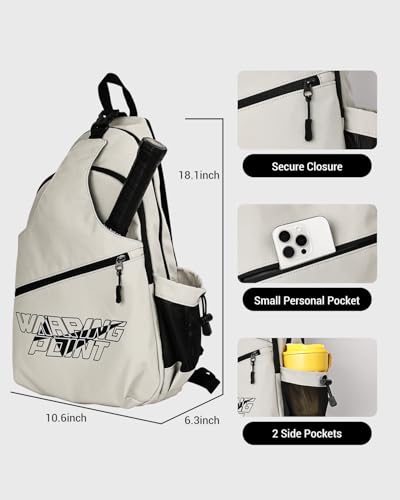 Warping Point Carbon Fiber Pickleball Paddle & Crossbody Adjustable Grey Pickleball Bag | Aero Throat & Thermoformed Polypropylene Honeycomb Core | Textured Carbon Grit Surface | Power