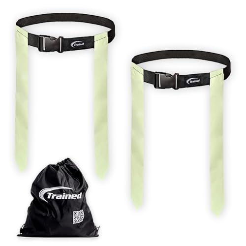 Trained Glow in the Dark Flag Football Set – 2-Man Adjustable Flag Football Belts with Flags – Outdoor Flag Football Gear