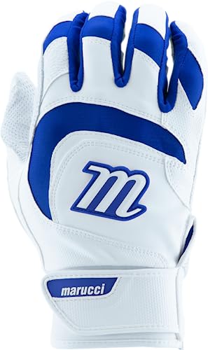 Marucci MARUCCI Signature Youth Batting Glove V4 - color: WHITE/ROYAL BLUE, size: Youth Large