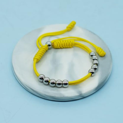 Golf Score Counter Bracelet, 10 Stainless Steel Beads, 2mm Cord Adjustable Golf Stroke Tracking Baseball Swimming Sport Golf Gift for Men and Women - style: Yellow