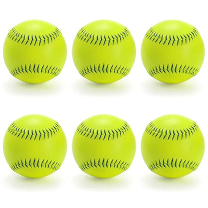 Tebery 6 Pack 12 Inch Sports Fastpitch Softballs Official Size and Weight, Unmarked & Leather Covered Training Ball for Games, Practice and Training
