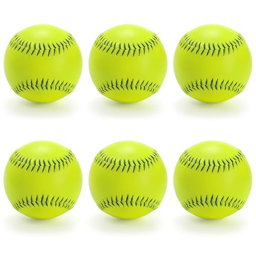Tebery 6 Pack 12 Inch Sports Fastpitch Softballs Official Size and Weight, Unmarked & Leather Covered Training Ball for Games, Practice and Training