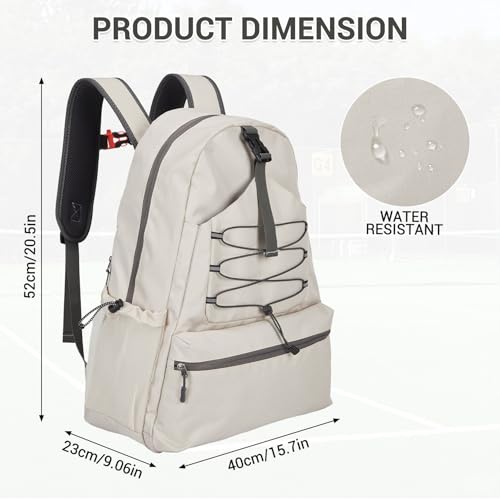 Garvee Tennis Backpack for Men Women, 2 Racket Pickleball Bag with Separate Shoe Compartment, Large Tennis Racket Bag for Racquet Sport Equipment, Beige/Black - color: Beige