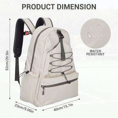 Garvee Tennis Backpack for Men Women, 2 Racket Pickleball Bag with Separate Shoe Compartment, Large Tennis Racket Bag for Racquet Sport Equipment, Beige/Black - color: Beige