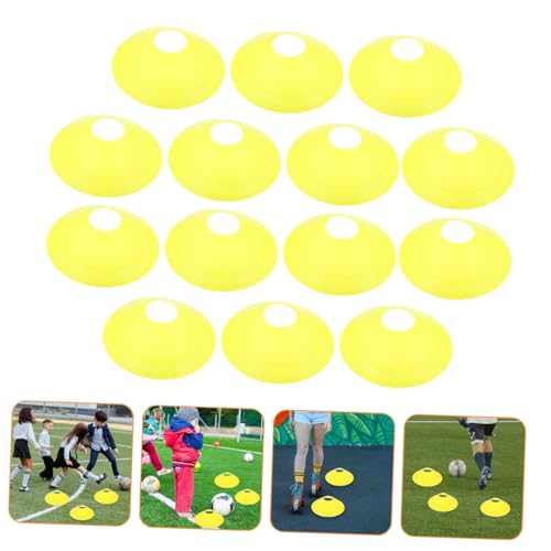 GALPADA 14pcs Yellow Soccer Training Disc Cones Multi-Function Agility Markers Football Coaching Supply for Outdoor Practice