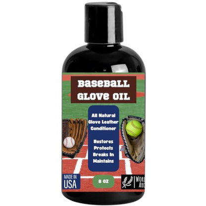 Baseball Glove Break-in Oil Kit with Microfiber Wipe & Break in Bands - Easy Conditioning Formula for Softball & Baseball Mitts, Large 8oz Bottle