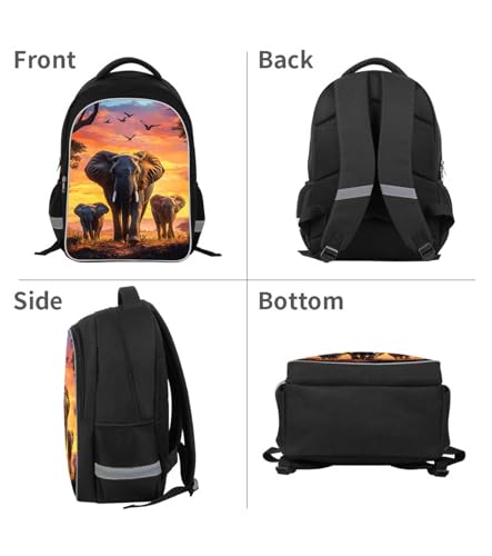 Kids School Backpack for Boys Girls, Children Teens Back Pack for Elementary Primary, Polyester Bookbag, Large Capacity Elephant School Bag, Top Handle, Idea for Unisex-child Age 6+ - color: H03-elephant Family
