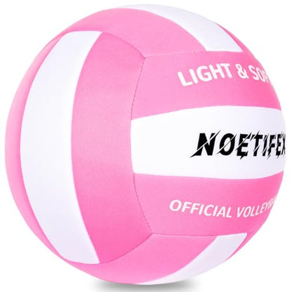 Soft Volleyball-Super Soft Fabric Light Volleyball for Indoor Practice Safe and Quiet Kids Youth Beginners House Yard Training Practice Games(Deflated) - color: Pink,white
