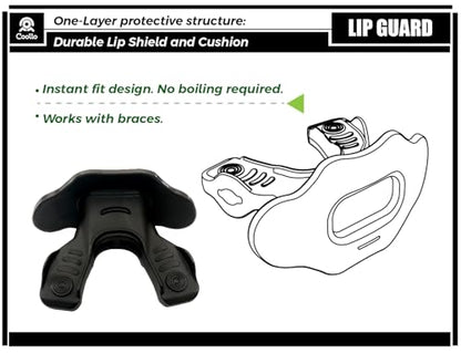 Football Mouth Guard Lip Guard MAXX/Might Football and High Impact Sports Lip Protector for Adults & Youth (Strap Included)