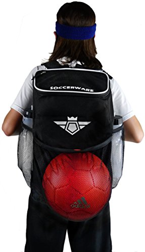 Soccer Backpack with Ball Holder Compartment - for Boys & Girls | Bag Fits All Soccer Equipment & Gym Gear (Black) - color: Black