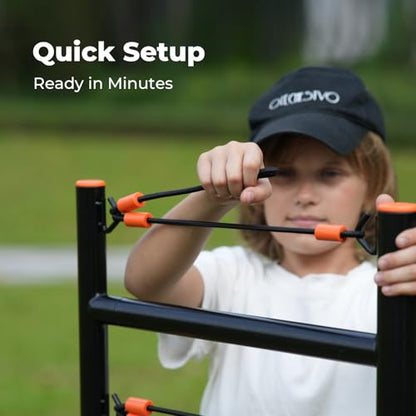 Youth Baseball Swing Trainer, Adjustable Height Batting Trainer with Auto Reset, High-Density Feedback Ball, Easy Setup Baseball Training Equipment for Kids Backyard Hitting Practice