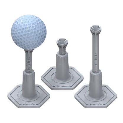 Adjustable Driving Range Golf Tee，Rubber Golf Simulator Tees for Mats，Indoor Golf & Outdoor Practice Accessories，3.9 Inch and 2.8 Inch （2 Pack Gray+2 High Struts）